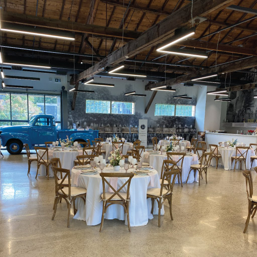 Mess Hall with fine dining serving for celebration at Niagara College Aurora Armoury